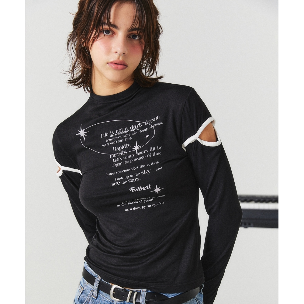 FALLETTユースレタースリットロングスリーブトップブラック 9,635円