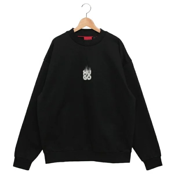 ボス Tシャツ カットソースウェットシャツ スタックスモークロゴプリント ブラック メンズ 50530427 001