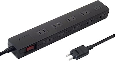 他サイト： マグネット付 電源タップ コンセント10口 延長コード 1500W 電源コード 2m 18ヵ月保証 雷ガード ブレーカー 一括集中スイッチ スイングプラグ OAタップ ブラック STP10B-2の商品画像