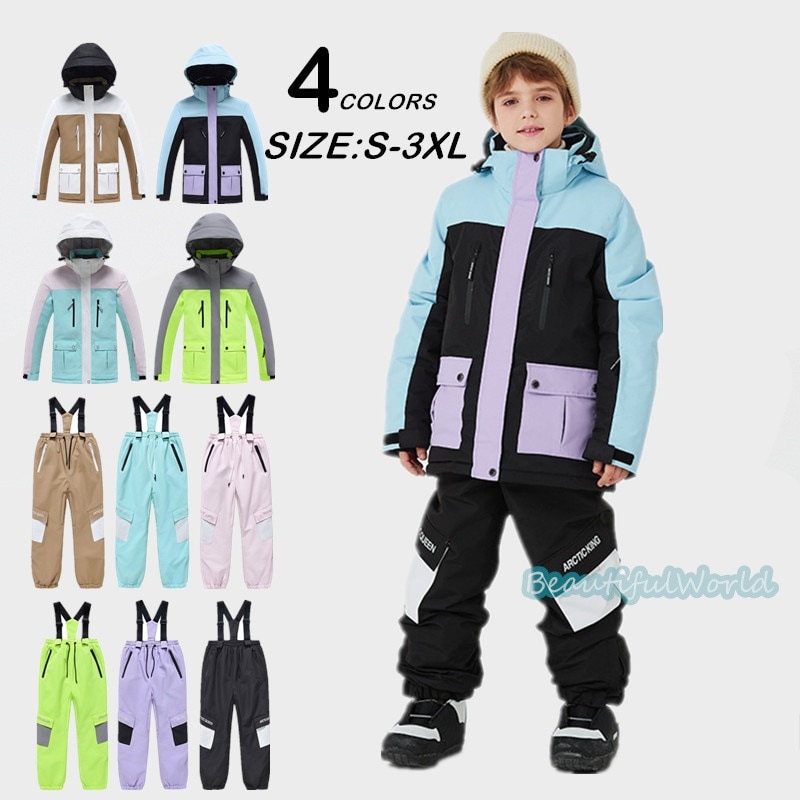 スノーボードウェア キッズ スキーウェア 上下セット 子供 ジュニア スノボウェア ジャケット パンツ 男の子 女の子 スノーウェア 撥水 防風 保温 雪遊び