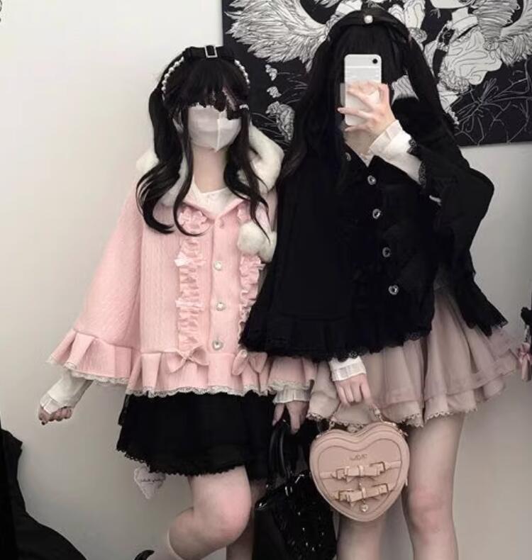 【新作登場 最安値!】160ロリータ 　 ポンチョ コート ケープ コート 無地 　ケープ　コスプレ ブラウス　メイド服 コスチューム 文化祭 学園祭 衣装 仮装 ハロウィン おすすめ 可愛い