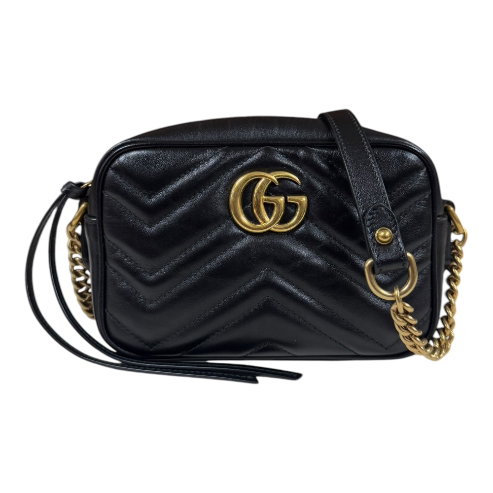 グッチ GGマーモント ショルダーバッグ レザー 448065 ブラック GUCCI 中古