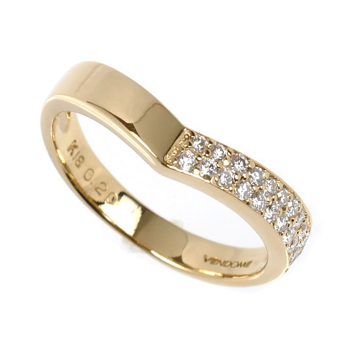 Vendome Aoyama ヴァンドーム青山 K18YG イエローゴールド リング・指輪 ダイヤモンド0.20ct 11号 3.0g レディース 中古 美品