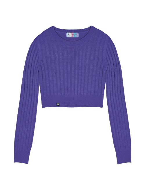 ROUNDTRICOT Ribbed Cropped Knitwear - Purple