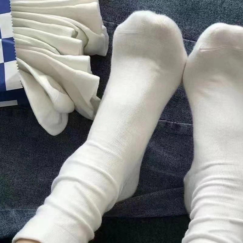 （NEW)靴下 女性用 ファッション 万能 無地 監禁ソックス 春秋 万能 ボンレスソックス シンプルスタイル パイルソックス 和白
