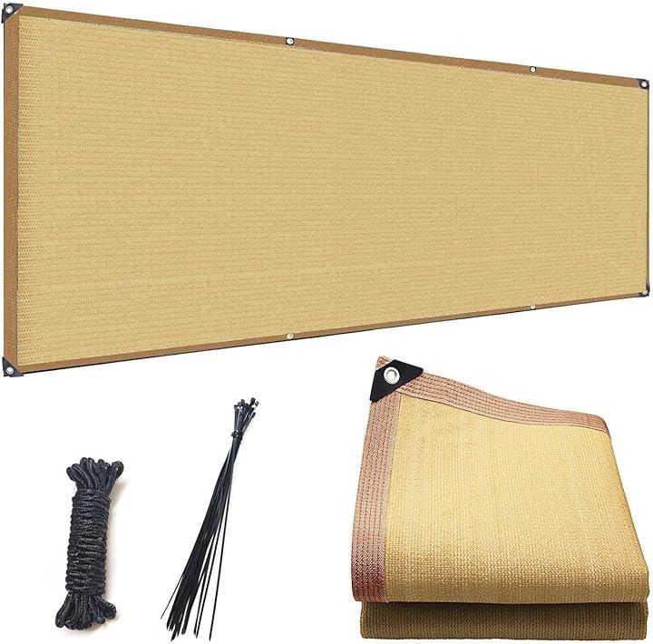 ベランダ目隠し 遮光ネット プライバシー保護 日除けシェード 厚みを増した バルコニー マンション UVカット 50CMごとに1つのロープ穴 (黄色, 0.9Mx10M)