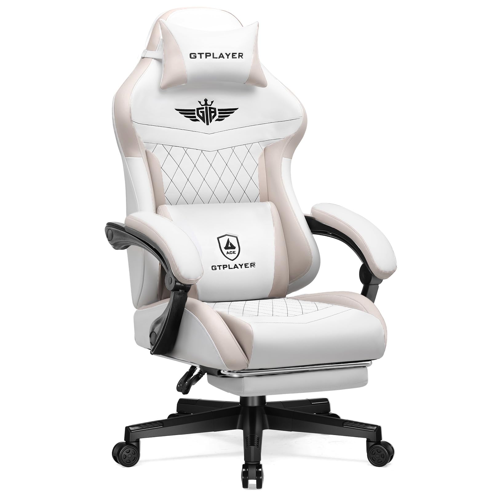 ゲーミングチェア 白 ゲームチェア オフィスチェア デスクチェア pcチェア 椅子 人間工学設計 腰痛対策 テレワーク 90~145リクライニング [一体式オットマン付き] ハ 32084 16,488円