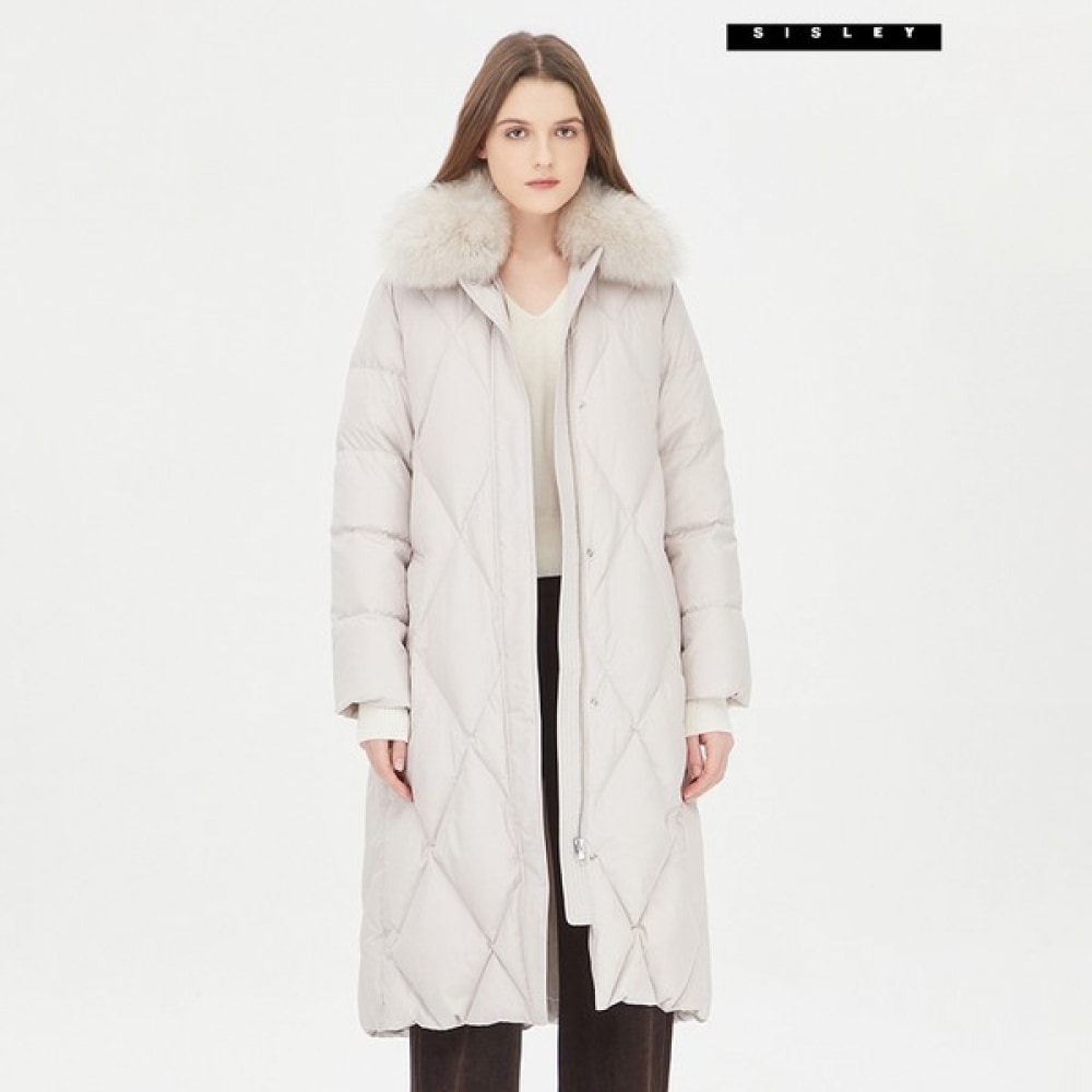 (シスレー) シスレーフォックスファーカラーロングパディング SAPD84361_BG