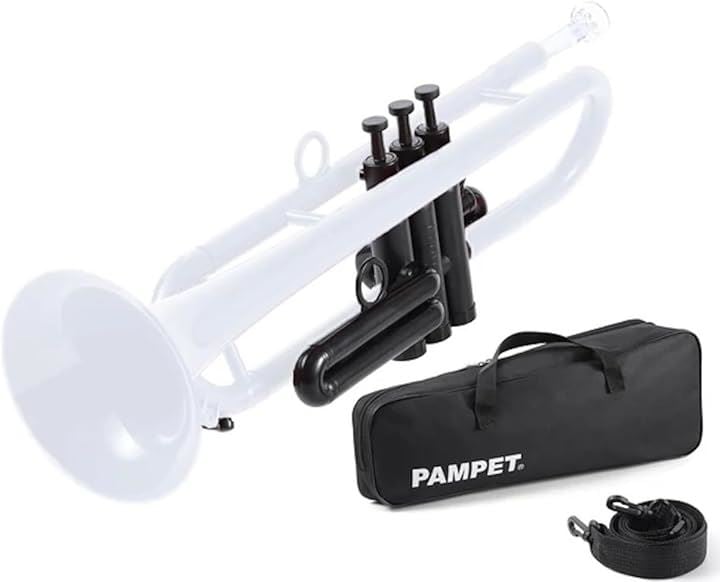 キャリーバッグ＋3C/7Cマウスピースセット プラスチック Bb トランペット 初心者 学生 指導用 プロ仕様 軽量 高耐久 日本語解説書QRコード付き(ホワイト)