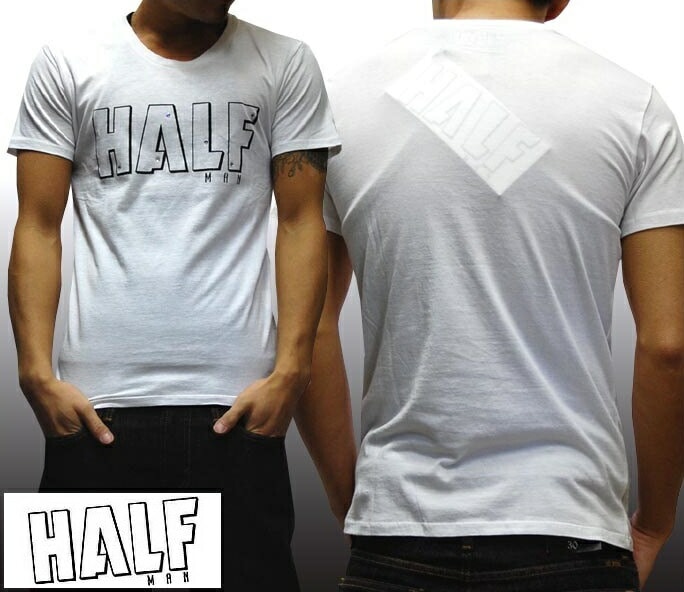 セール ハーフマン メンズ Tシャツ ラインストーン ロゴ ホワイト HALFMAN 半袖 トップス シャツ 海外 セレブ 多数着用 インポート LAカジュアル ブランド セレカジ ストリート ス 6,314円