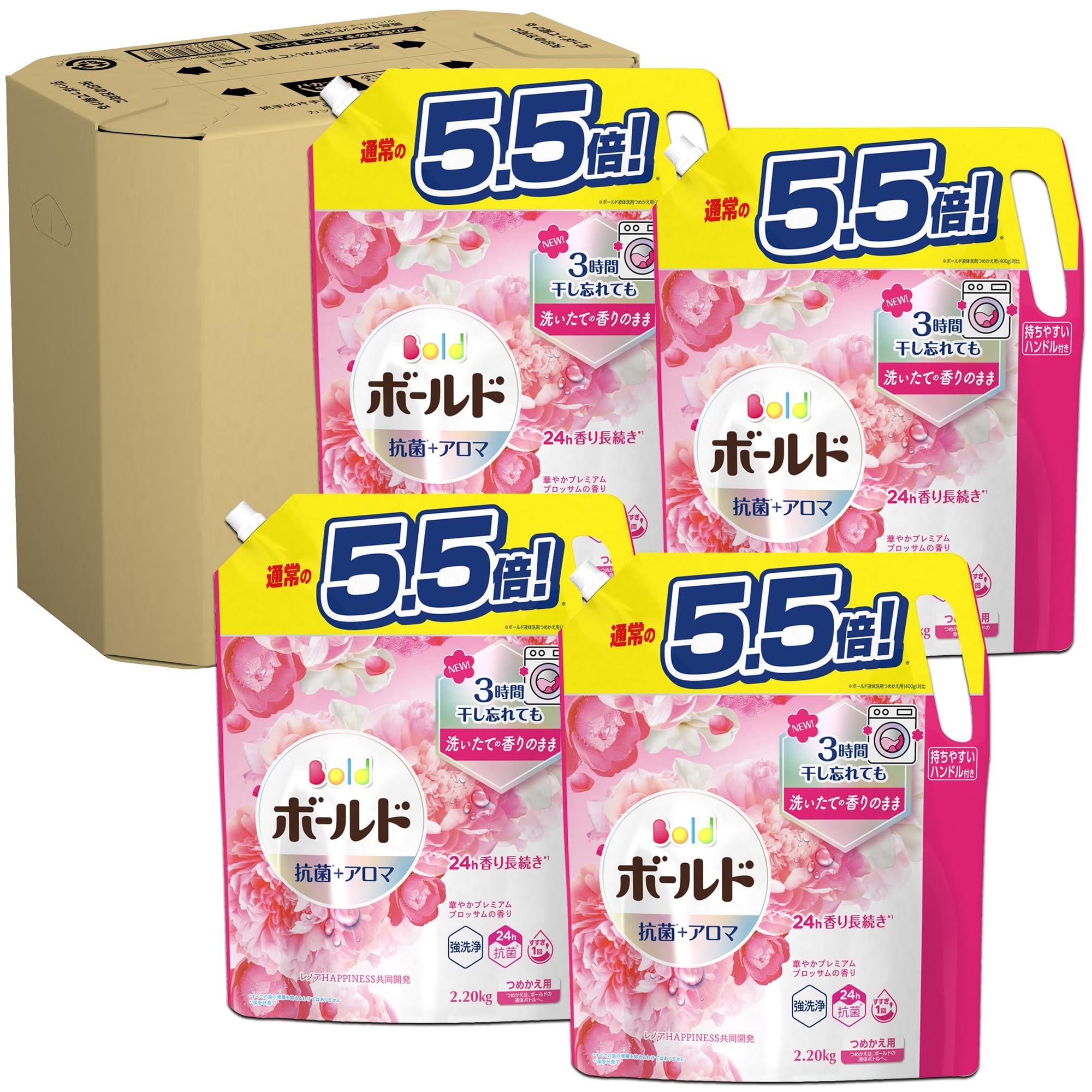 [ケース販売] [大容量] ボールド 洗濯洗剤 液体 プレミアムブロッサム 詰め替え 2,200g×4袋 5,388円