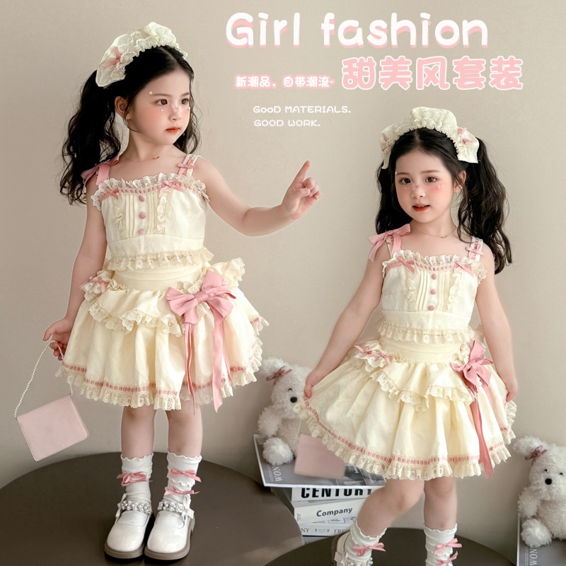 女児 ロリータ セット 2026 おしゃれ 女の子 赤ちゃん キャミソール タンクトップ プリンセス ふんわり スカート 2点セット