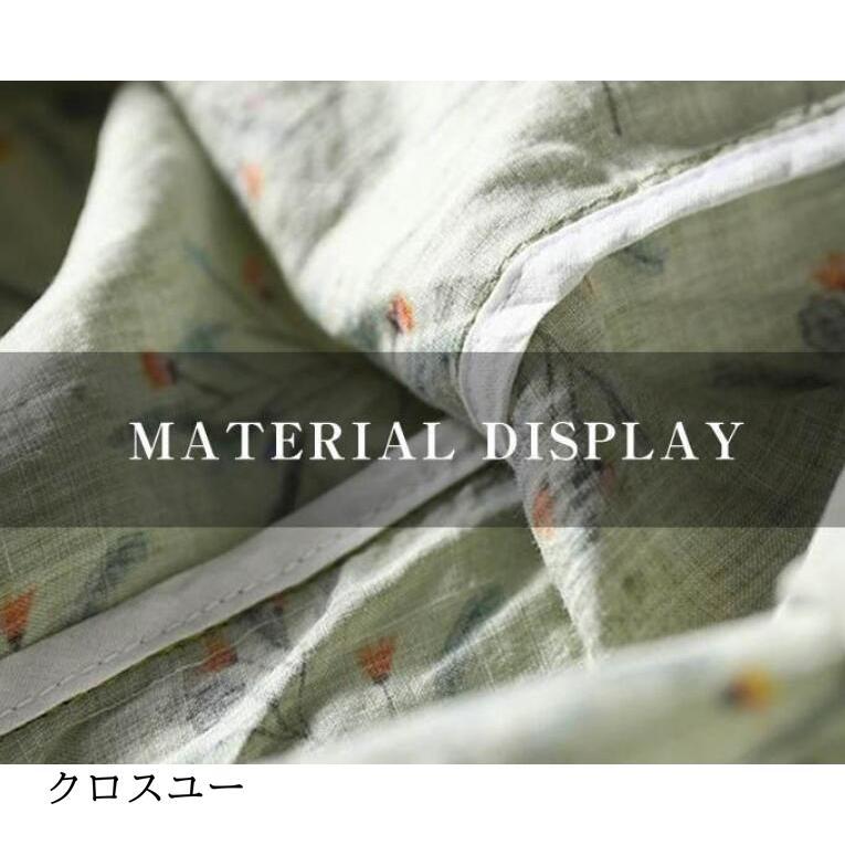 シャツワンピース ワンピース レディース 半袖 春 夏 レディース 花柄 vネック ロングワンピース シャツ ロング丈 綿麻 ワンピース