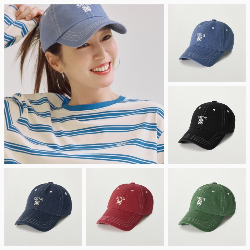 【SATUR】26SS CONTRAST COLOR STITCH DYED BALL CAP : 5COLORS