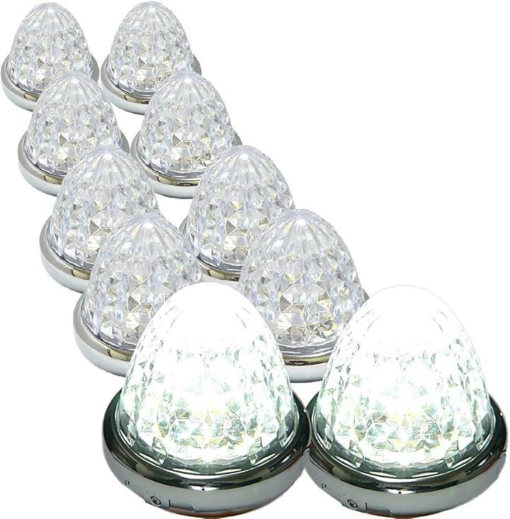 カスタマイズ 24V トラック用 LED マーカーランプ サイド 8面クリスタルカット仕様 16LED 汎用 10個 セット (ホワイト)