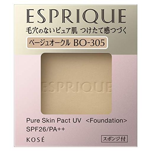 ESPRIQUE(エスプリーク) ピュアスキン パクト UV BO-305 ベージュオークル 9.3G 詰替え用 1個 ファンデーション SPF26/PA++ 毛穴 色ムラ カバー