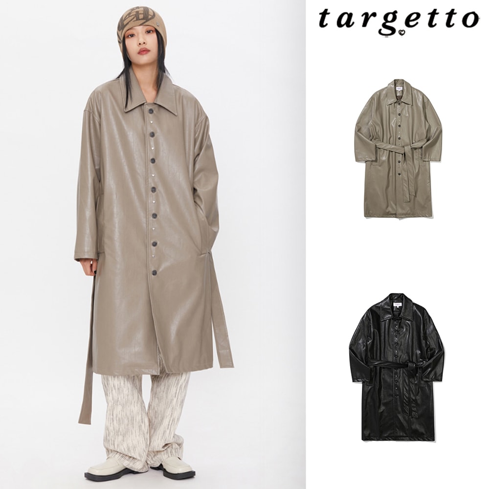 [TARGETTO] VEGAN LEATHER LONG COAT