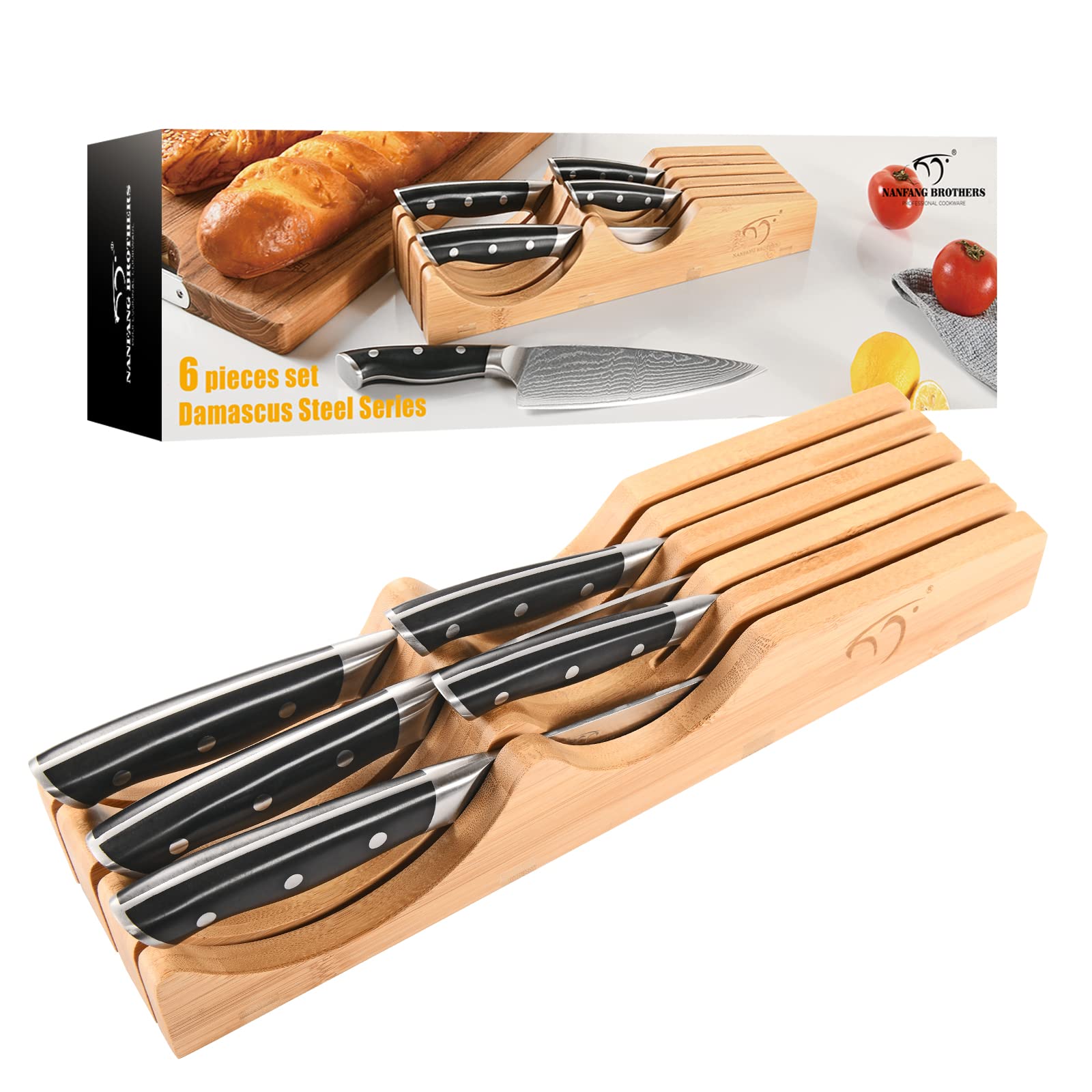 6点包丁セット VG10鋼 ダマスカス鋼包丁スタンド付き 切れ味良い 食洗機対応 野菜切り 肉切り 魚切り 多機能 料理用 家庭用 業務用