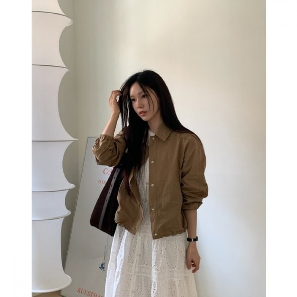 [25SS] ライトウェイトシャツカラーショートジャンパーキャメル HSJU5B304CM