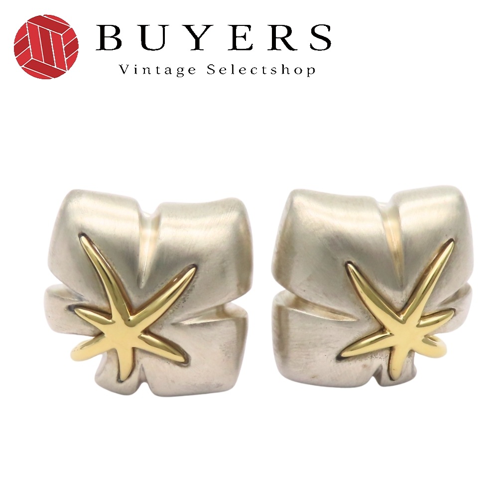 中古 イヤリング メイプルリーフ シルバー925 K18YG 約17.5g シルバー ゴールド コンビ アクセサリー レディース 女性