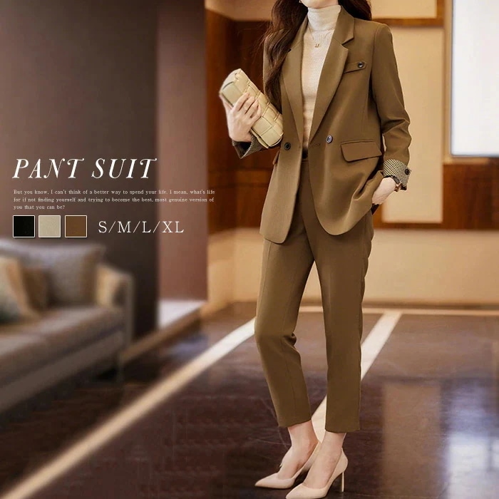 【送料無料】スーツ レディース ビジネス セットアップ パンツスーツ 2点セット ゆったり ビジネススーツ ママスーツ 入学式 卒業式 入園式 セレモニー オフィス フォーマル 仕事服 面接 リクルー