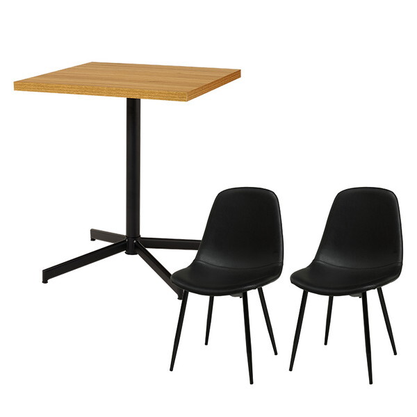 LT-4930NA-34BK-S テーブル&チェア3点セット ナチュラル/ブラック メーカー直送