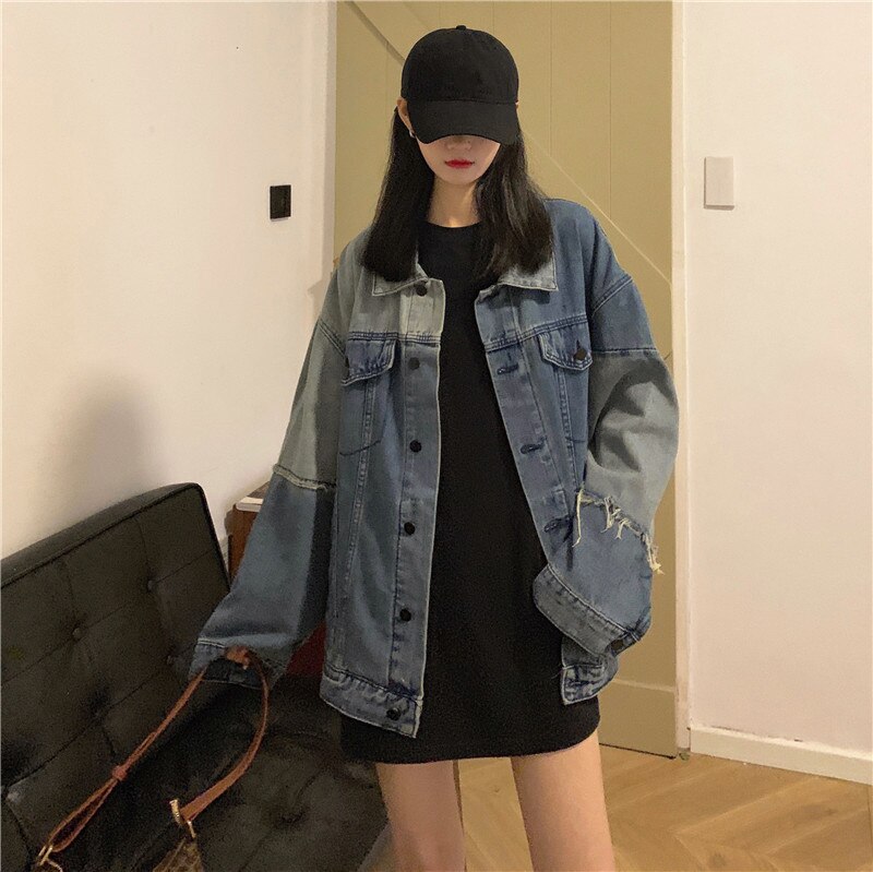 アウター ジャケット レディース 秋冬 春 かわいい きれいめ 個性的 暖かい 軽い Gジャン ロング 長袖 萌袖 Vネック レギュラーカラー BIGシルエット スマート ポケット 前開き 青 ブルー