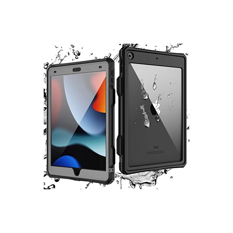 iPad 第9世代 (2021) 用 ケース 第8世代 (2020)対応 第7世代 (2019) 防水 完全防水 全面保護 耐衝撃 衝撃吸收 傷防止 防雪 防塵 360 頑丈 米軍 耐久性 分離型 雨