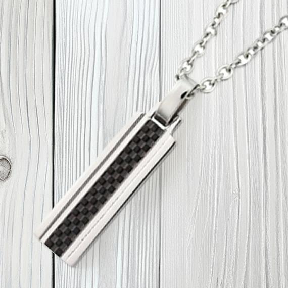 LION HEART アクセ メンズ プレートタグ ステンレスネックレス ブラック 04N141SM