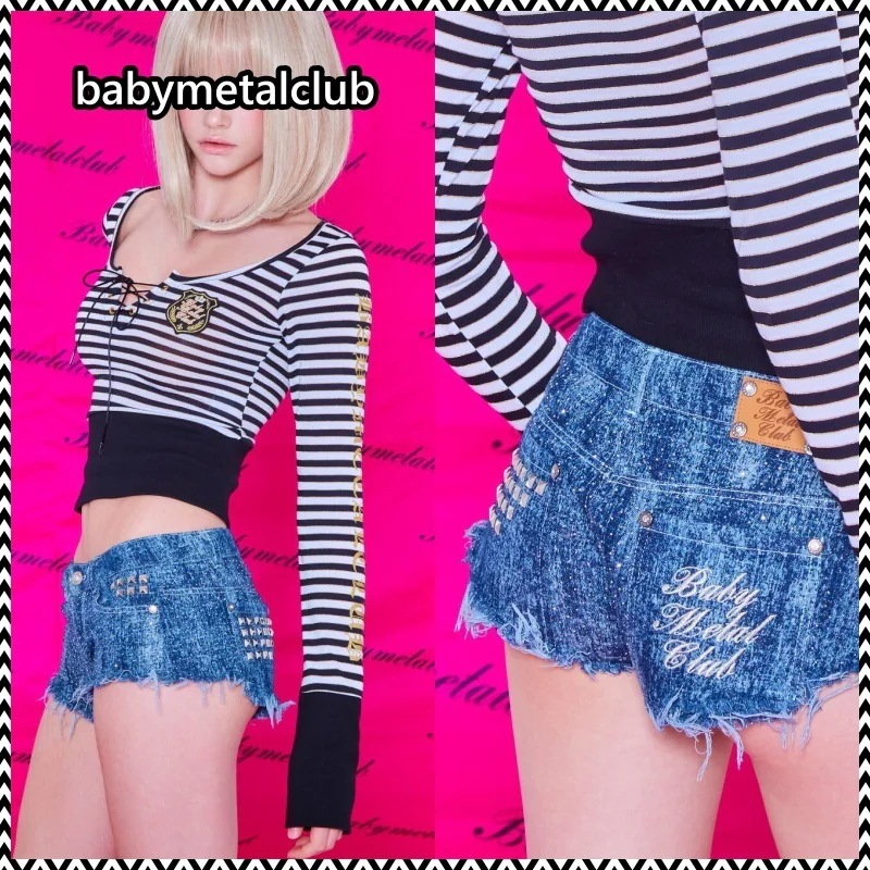 babymetalclub Bmc twinkle studs denim shorts