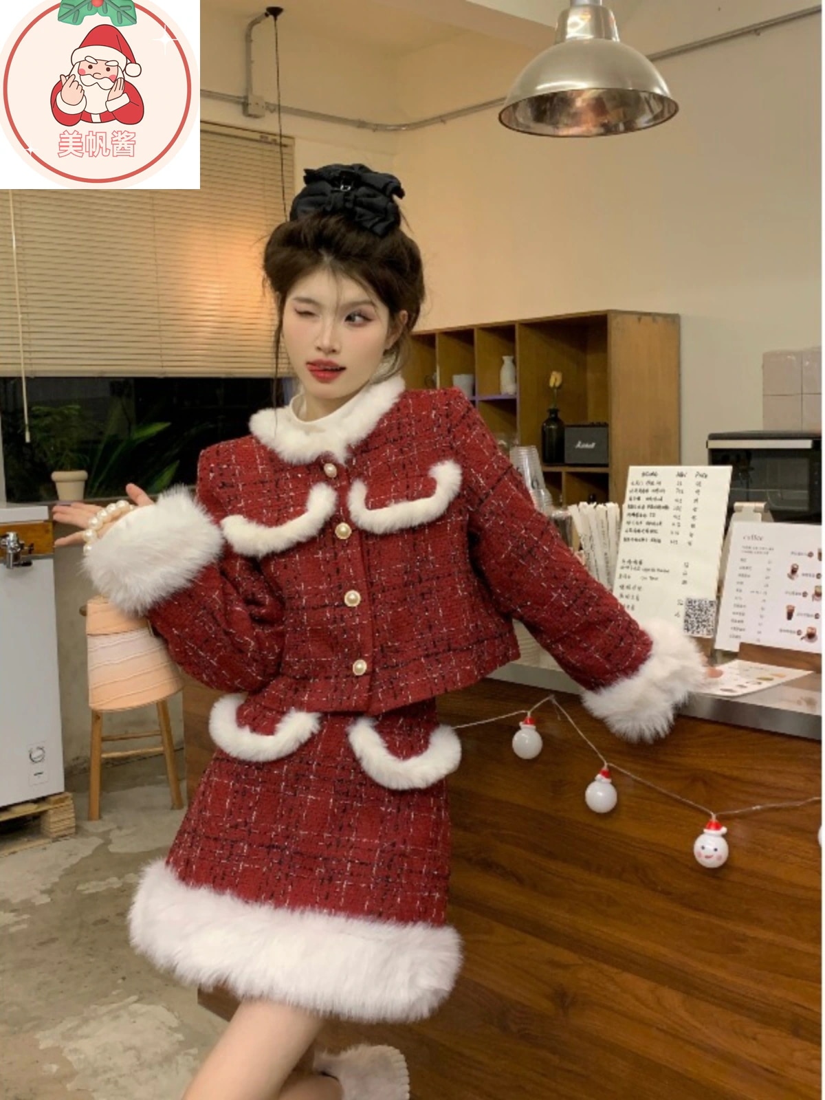 サンタコス 新年 セット レディース 冬 アウターウェア 半そでスカート ファッション ツーセット