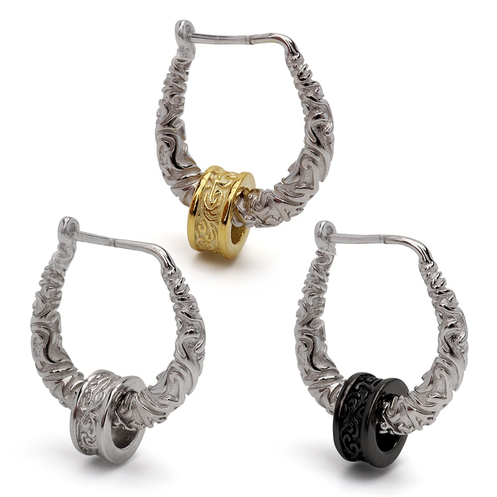 S925 唐草 アラベスク フープピアス [es394]