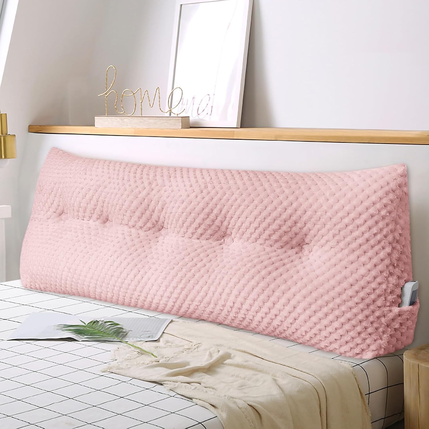 単色 高反発三角枕 大きいクッション，背もたれ位置サポート読書枕，腰痛改善グッズ ランバーサポート 三角クッション 就寝用 足上げ 体圧分散 体位変換 逆流性食道炎 枕 テレビ枕 なだらか枕 高級ウー