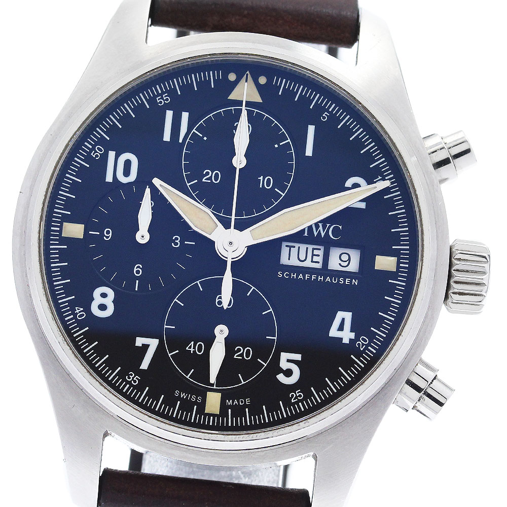 IWC SCHAFFHAUSEN IW387903 パイロットウォッチ スピットファイア デイデイト クロノグラフ 自動巻き メンズ 良品 _888235【中古】
