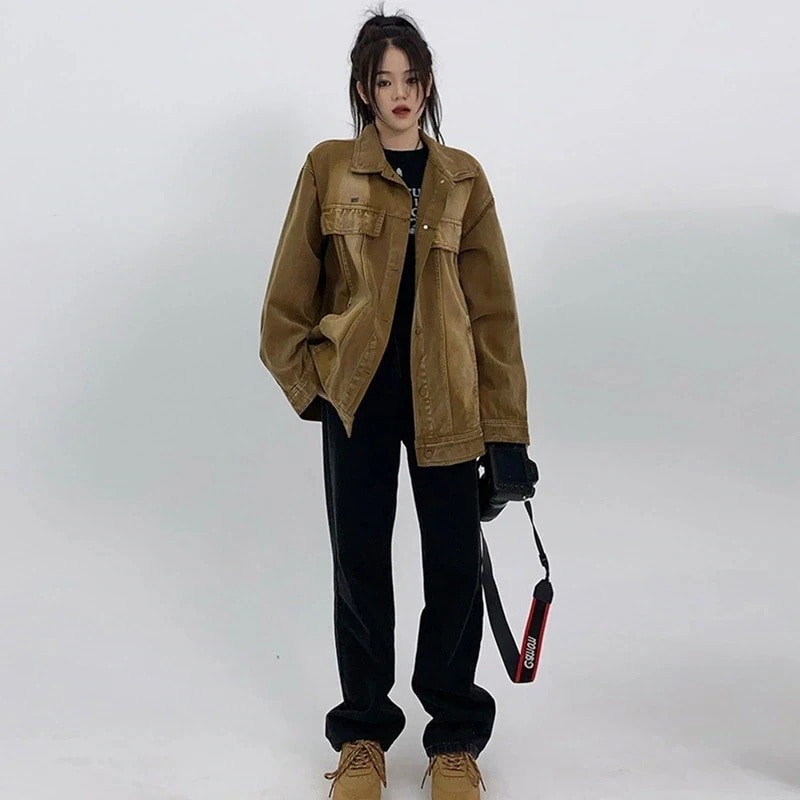 出荷が早い2025ニュースタイル レトロ デニム ジャケット ゆったり 流行り 百掛け ジャケット トップス アウター 着痩せデニムジャケット