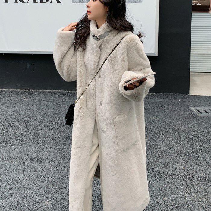 【エコファー スタンドカラー ロングコート レディース アウター コート 2022 秋冬 秋 冬 ロング コート ロング ミドル丈 膝丈 長袖 エコ ファー フェイクファー フェイク ファー ベルト