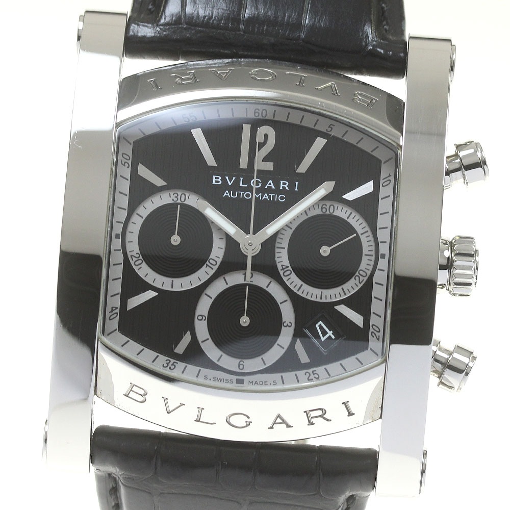 ブルガリ BVLGARI AA48SCH アショーマ クロノグラフ デイト 自動巻き メンズ 良品 保証書付き_840190【中古】