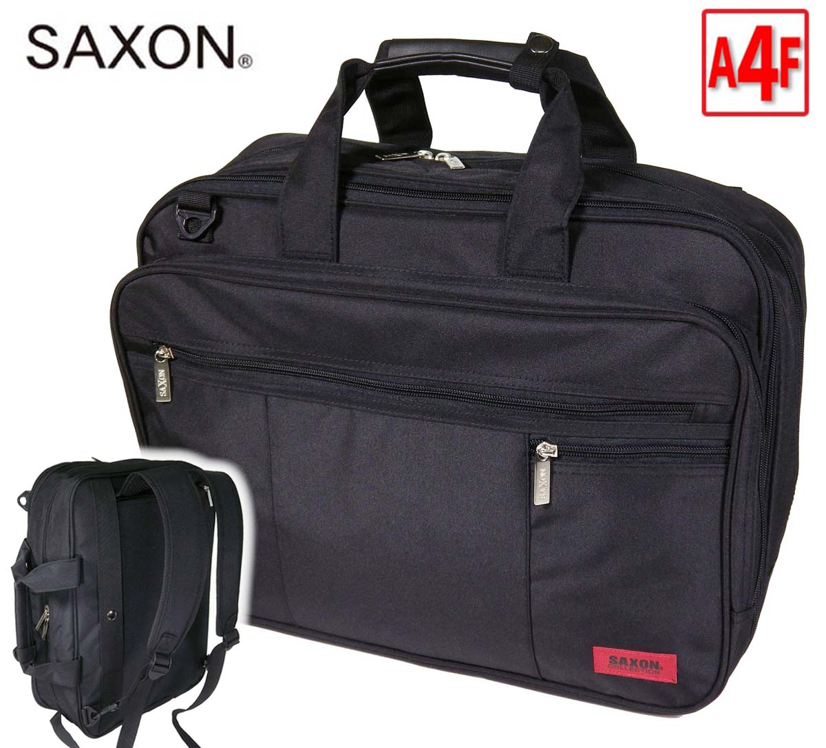 ビジネスバッグ 3way a４ノートPC 対応 SAXON エクスパンダブル 機能 メンズ レディース キャリーバーベルト マイクロファイバー 軽量 撥水 通勤 通学