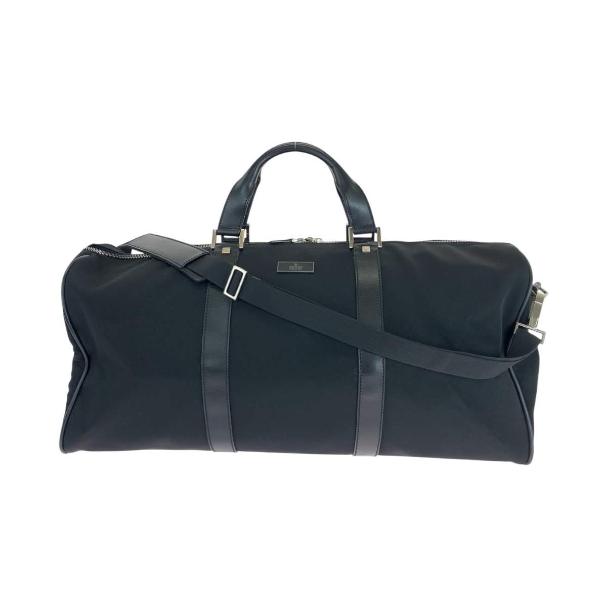 美品 ブラック 黒 シルバー金具 ナイロン 012 0399 ショルダーバッグ ボストンバッグ 2way メンズ 503788