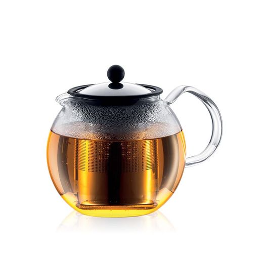 BODUM ボダム ティーポット ティーメーカー ASSAM アッサム ティープレス 1000ML シルバー 紅茶 緑茶 中国茶 ハーブティー フルーツティー ステンレスフィルター ガラスビーカー 過