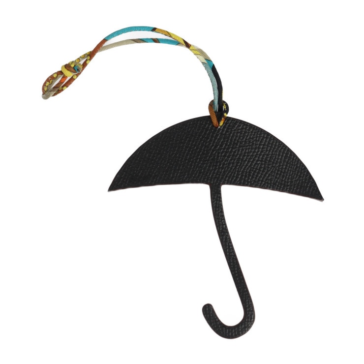 美品 HERMES エルメス その他小物 - バッグチャーム Petit H プティアッシュ ヴォーエプソン トゴ ブラック系 ライトグレー系 傘 アンブレラ パラソル 本物保証 中古