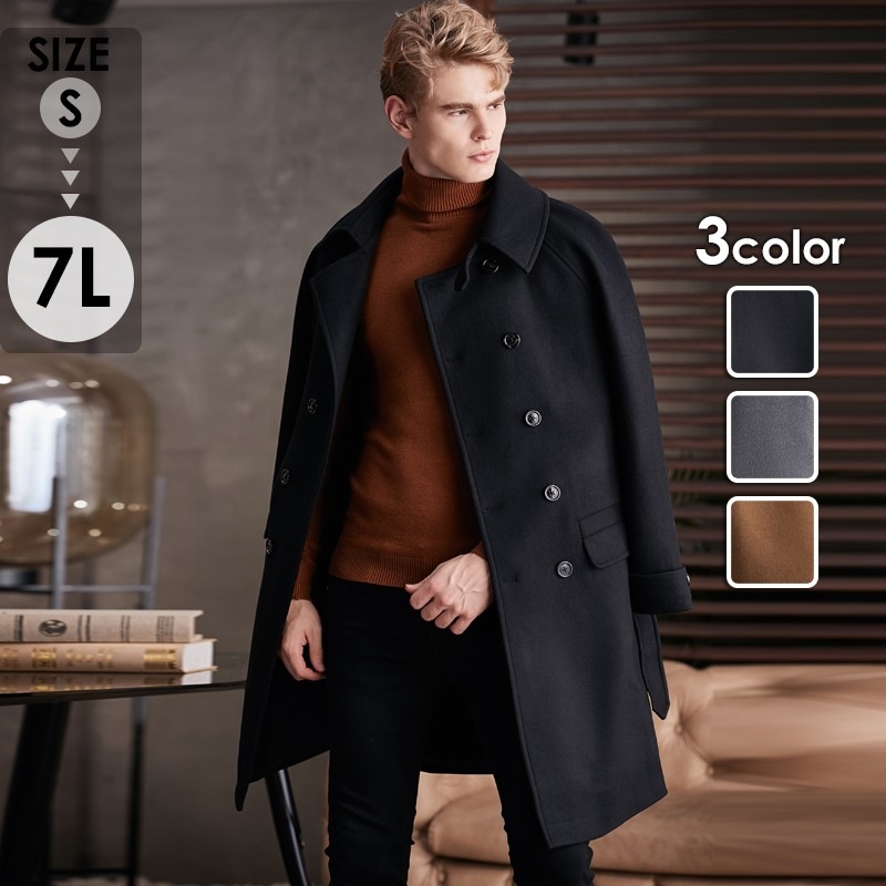 ロングコート メンズ チェスターコート 3カラー ビジネス かっこいい 大きいサイズ アウター メンズファッション 防寒 体型カバー おしゃれ 春 秋冬 ブラック キャメル グレー 20代 30代 4