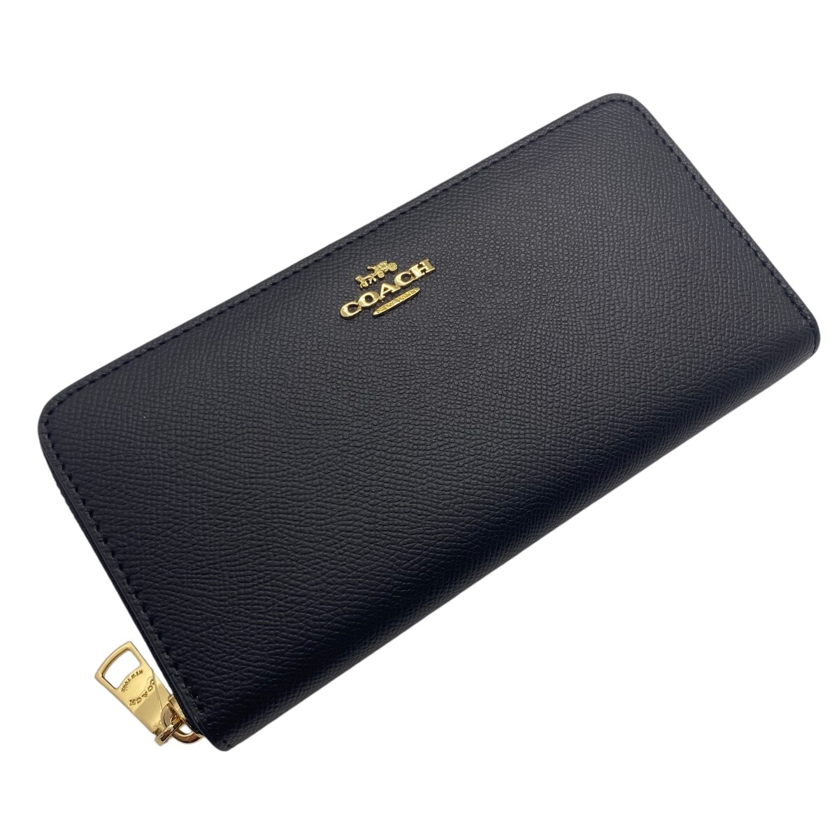 COACH コーチ アコーディオン ジップアラウンド ウォレット エンボスド テクスチャード レザー F52372 長財布 ユニセックスブラック アウトレット 店頭展示品 12,264円