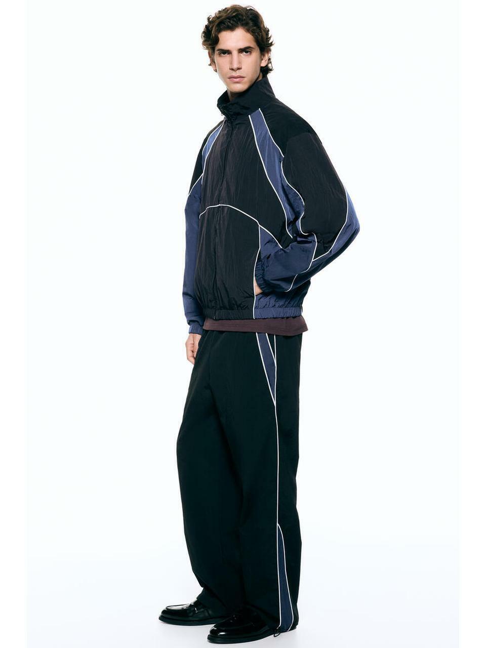 H&M カラーブロックトラックジャケットブラックカラーブロック 1316591001