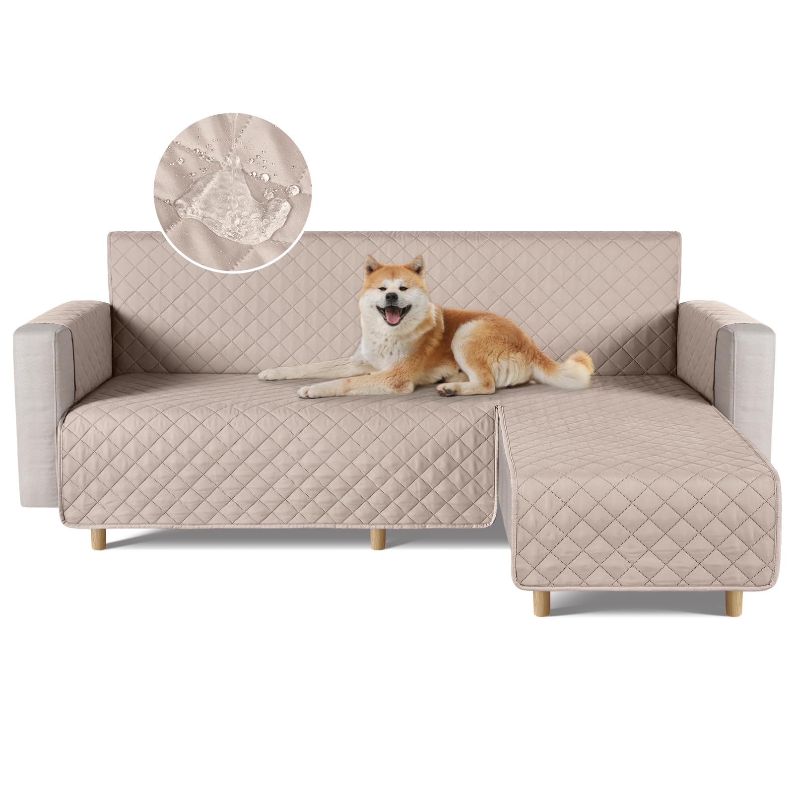 TAOCOCO 防水 カウチソファカバー フロアソファカバー コーナーソファカバー ソファーベッドカバー オットマンカバー コンパクト L字 肘付き 2人3人掛け 犬猫対策 毛髪不粘着 滑り止め 替え