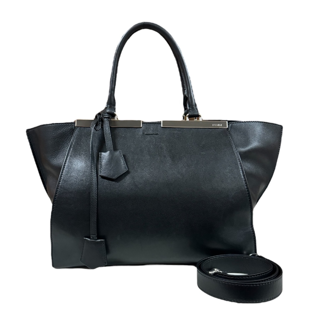 フェンディ トロワジュール ショルダーバッグ レザー 8BH279 ブラック FENDI 中古ショルダーバッグ
