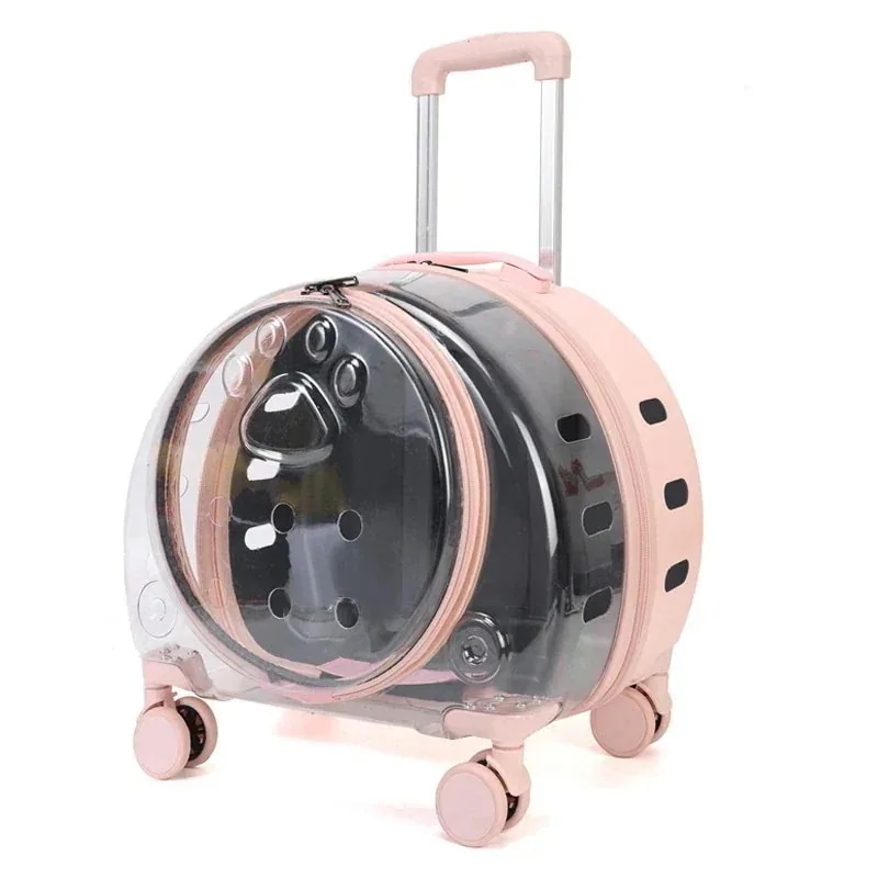 お出かけ用品ペットキャリーコンテナペット猫 トロリー 大容量カプセル クロス ケース ボーダー新しい普遍的な車輪通気性ペット 透明なペット