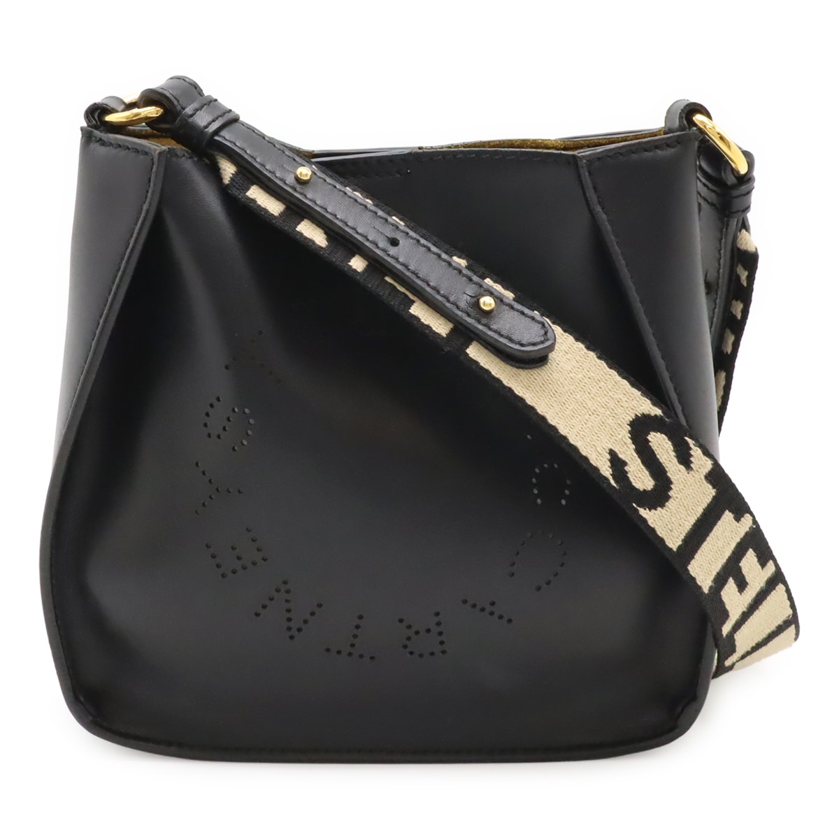 ミニステラロゴ ショルダーバッグ 斜め掛け レザー ブラック 黒 ゴールド金具 70026