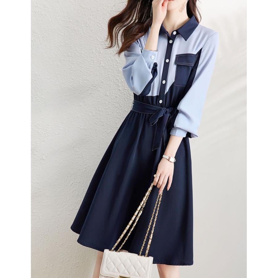 新作 ワンピース レディース ロング シャツワンピース 膝丈 婦人服 無地 ロングワンピース シフォンワンピース エレガント 20代30代40代 通勤通学 お出かけ 上品