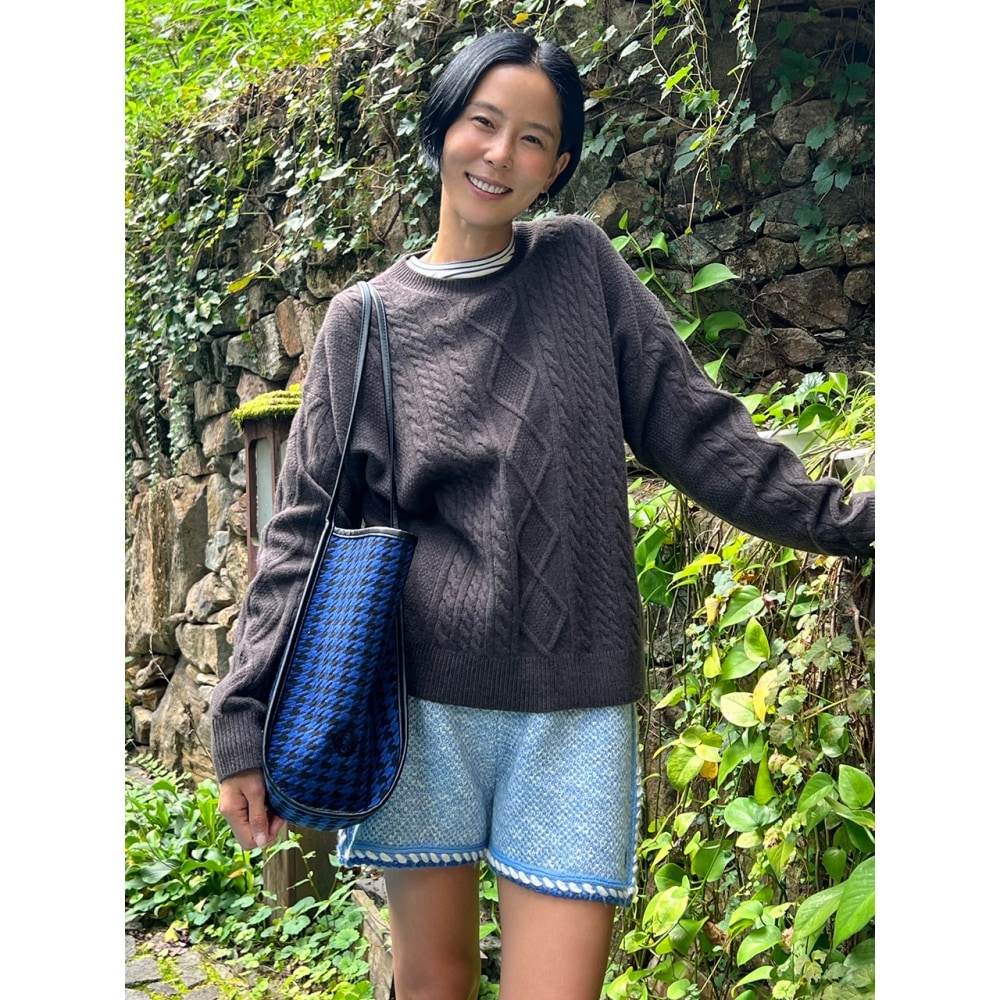 AND YOU フィッシャーラウ フィッシャーマン ウールニット (Brown Pink)